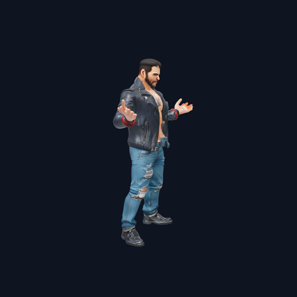 Tough Biker Character Rigged and Animated D Model